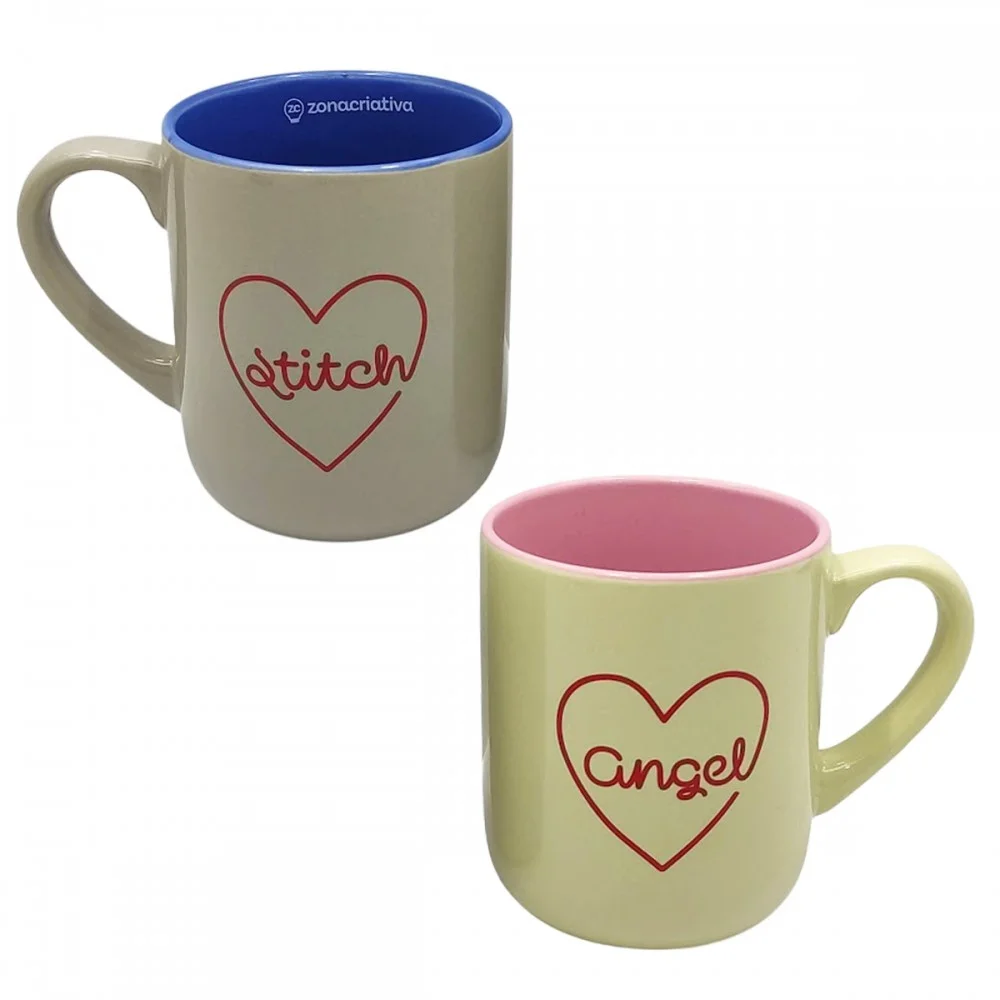KIT CANECA STITCH E ANGEL 400ML DE CERÂMICA REF: 10026384